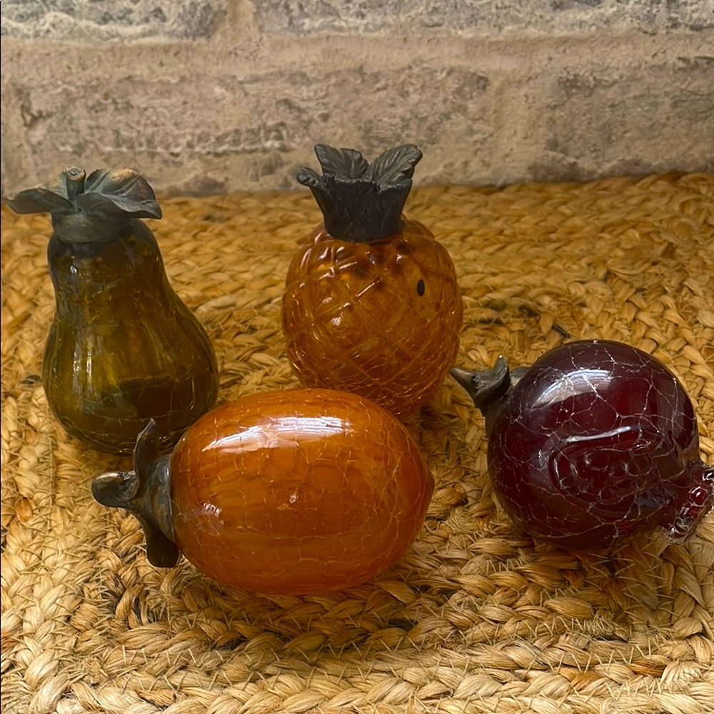 Vintage Art Glass Fruit Set Lot of 4
